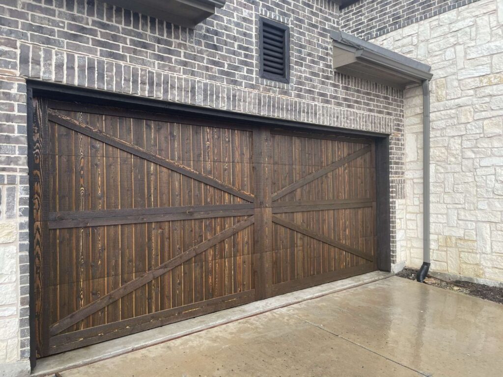 Cedar Garage Door Staining in Aubrey