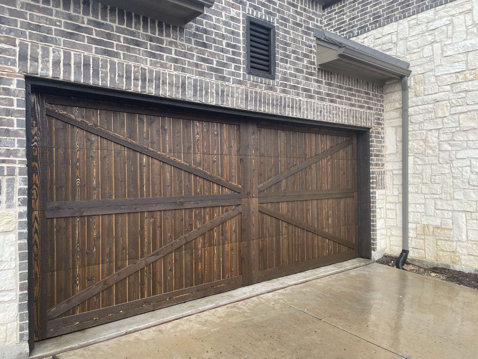 Cedar Garage Door Staining in Aubrey