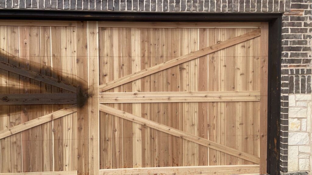 Cedar Garage Door Staining in Aubrey