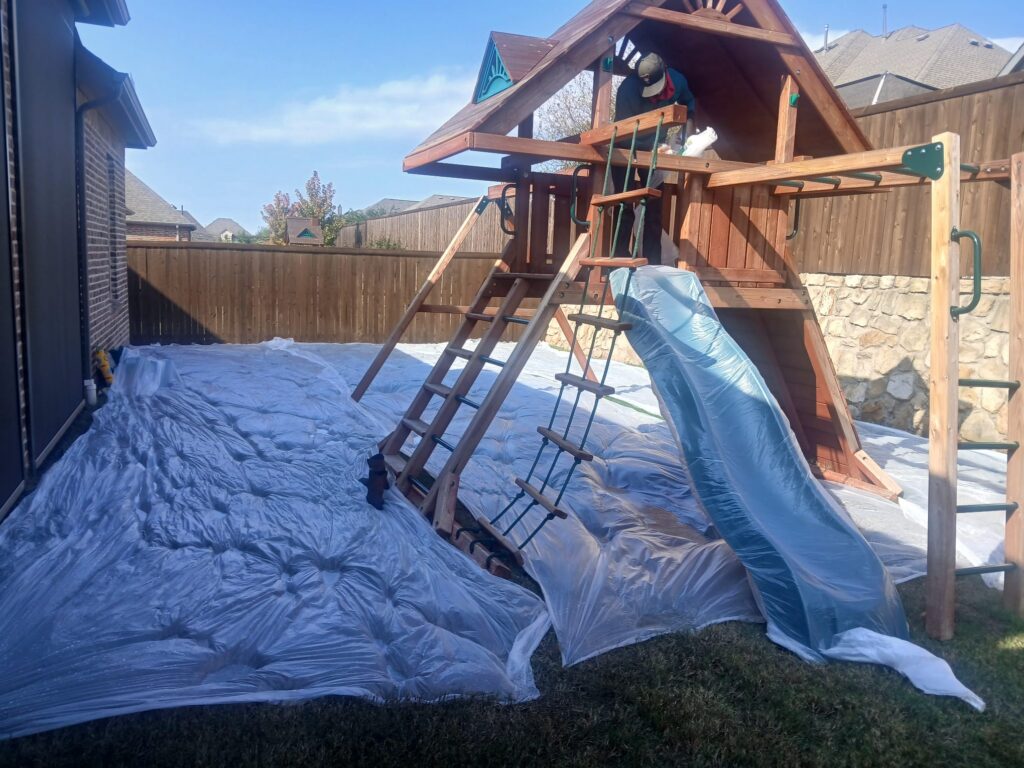 Wood Playset Staining in McKinney